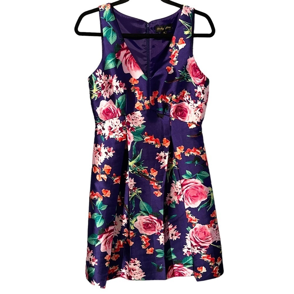 Shelby Nites Floral Pleated A-Line Modest Dress Women’s Midi Size 6